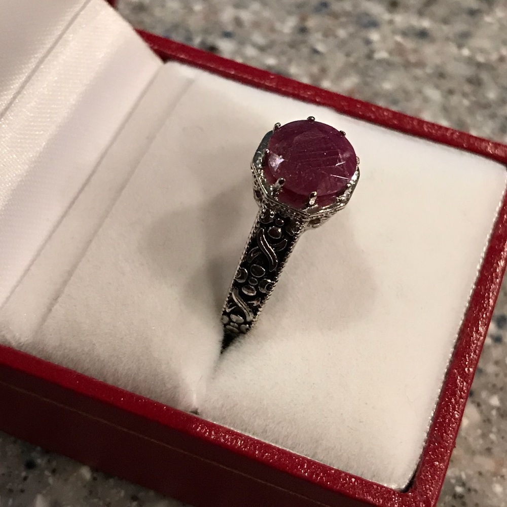 Red Cranberry Ruby 925 Sterling Silver Ring - image 4